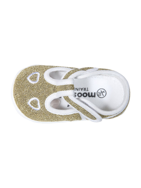 Mooshu Trainers Girls Gold Hearts TStrap Squeaky Casual Shoes 3 Baby-9 Toddler - SophiasStyle.com